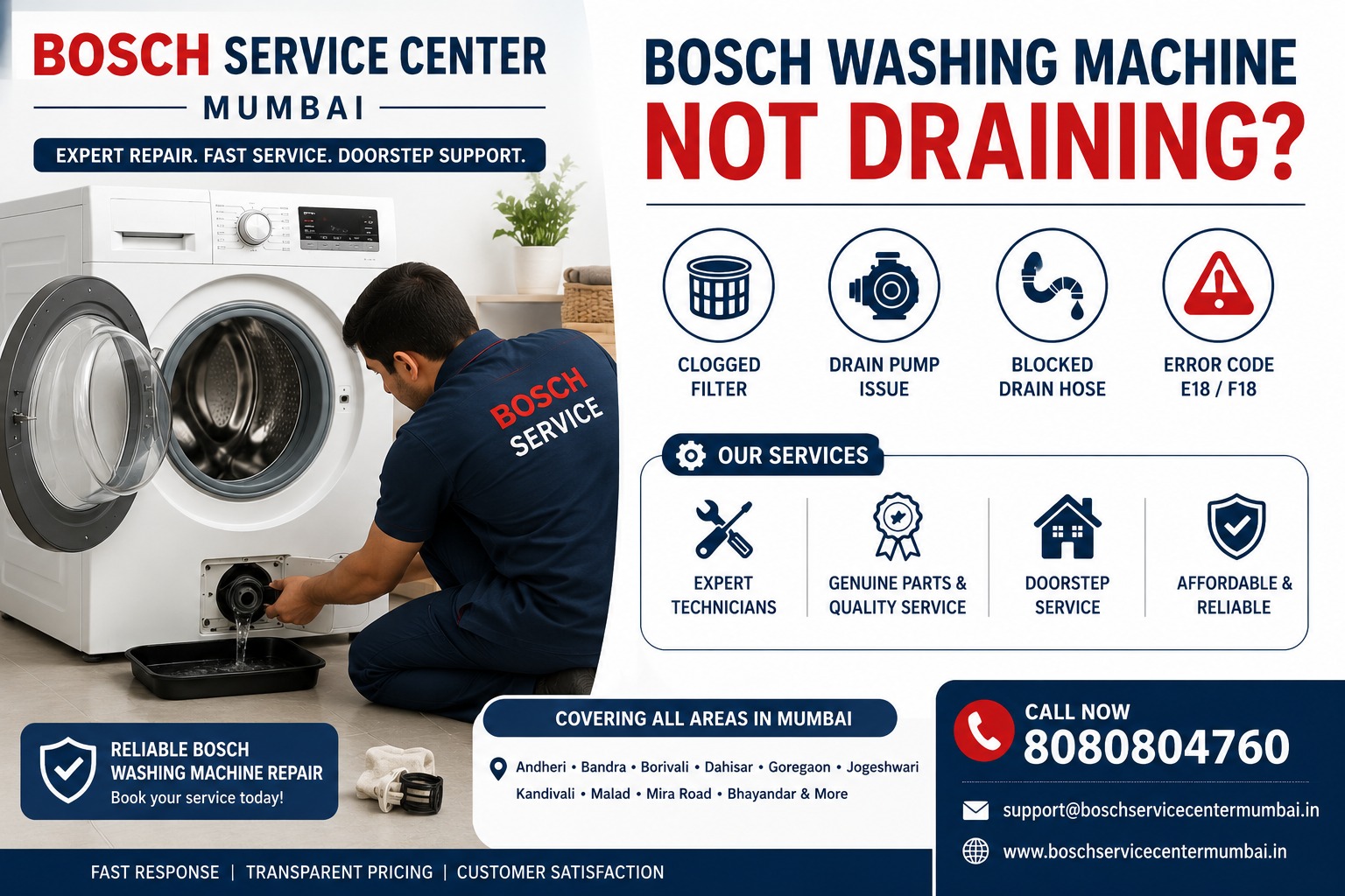Bosch Washing Machine Not Draining Repair Service in Mumbai